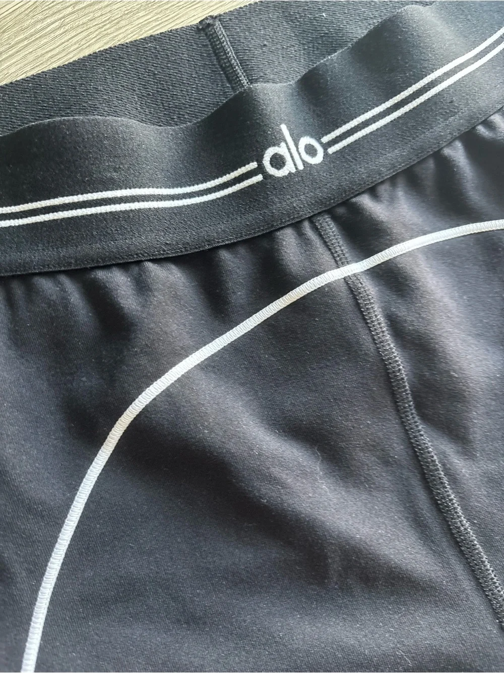 ALO Yoga Black Leggings with White Piping